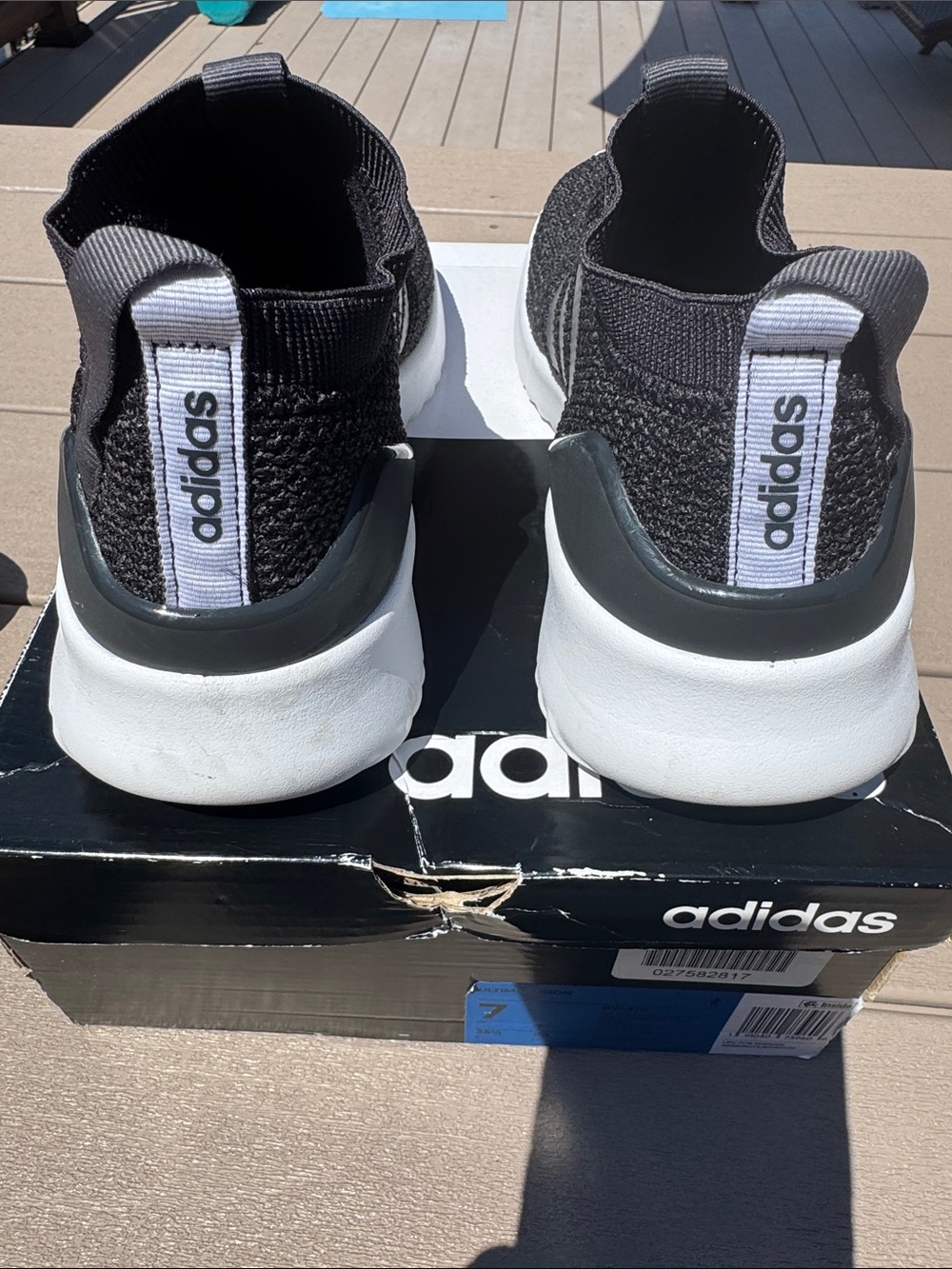 Adidas Black Knit Slip-On Sneakers with White Soles - Picture 3 of 5